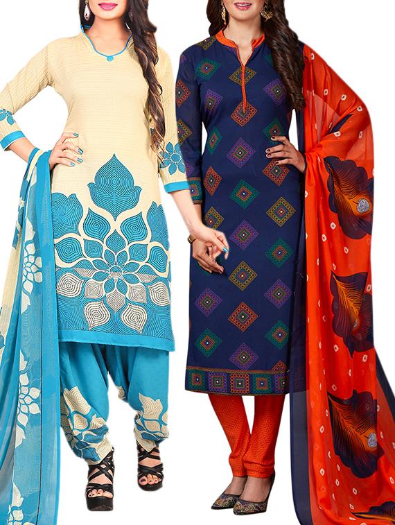multi colored unstitched combo suit - 15344811 - Zoom Image - 1