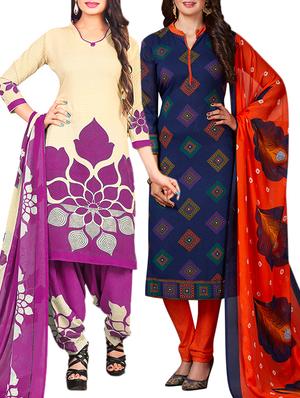 multi colored unstitched combo suit - 15344813 - Standard Image - 1