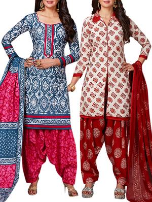 multi colored unstitched combo suit - 15344815 - Standard Image - 1