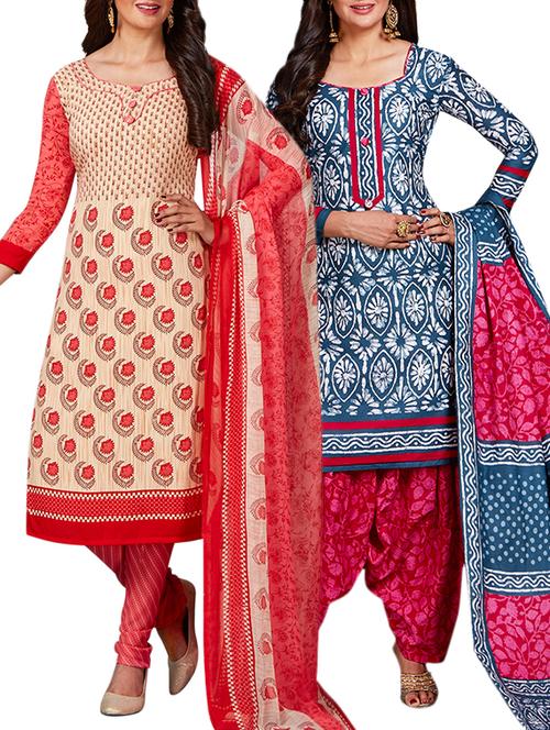 multi colored unstitched combo suit - 15344822 - Standard Image - 1