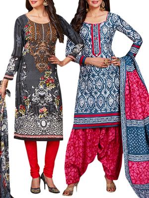 multi colored unstitched combo suit - 15344825 - Standard Image - 1