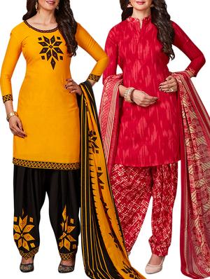 multi colored unstitched combo suit - 15344840 - Standard Image - 1