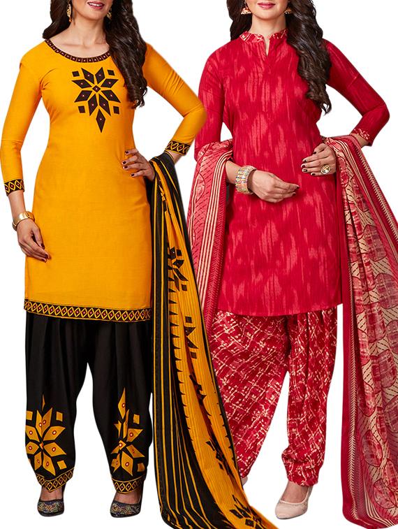 multi colored unstitched combo suit - 15344840 - Zoom Image - 1