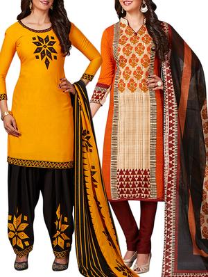 multi colored unstitched combo suit - 15344841 - Standard Image - 1