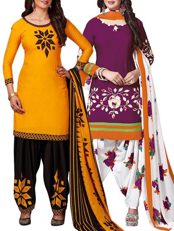 multi colored unstitched combo suit - 15344844 - Zoom Image - 1