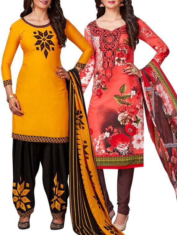 multi colored unstitched combo suit - 15344846 - Zoom Image - 1