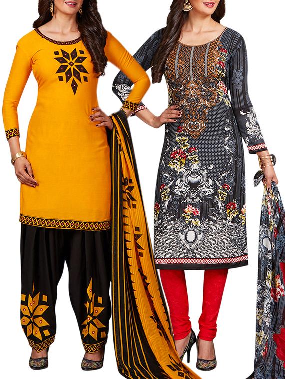 multi colored unstitched combo suit - 15344848 - Zoom Image - 1