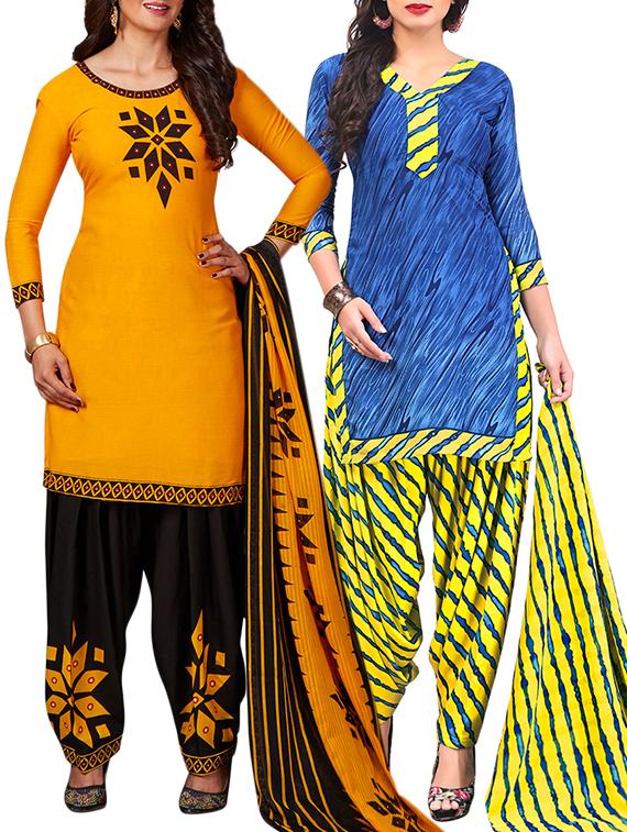 multi colored unstitched combo suit - 15344852 - Zoom Image - 1