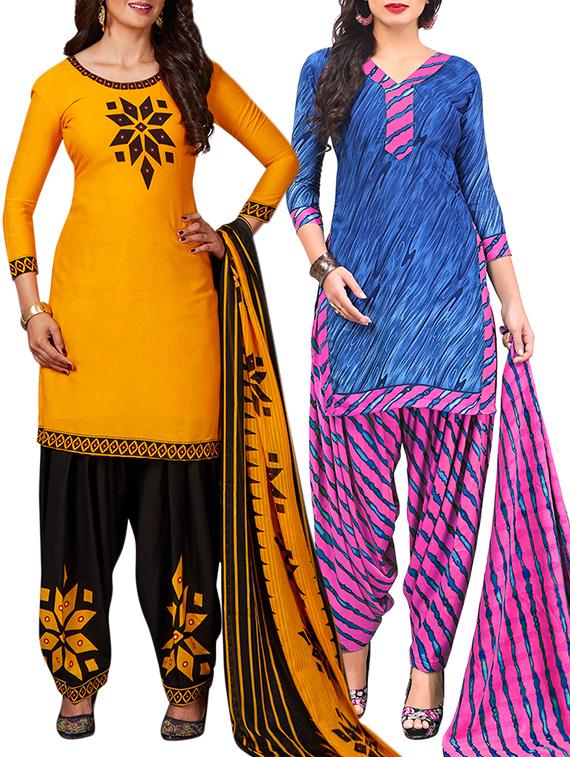 multi colored unstitched combo suit - 15344853 - Zoom Image - 1