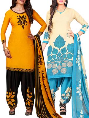 multi colored unstitched combo suit - 15344858 - Standard Image - 1