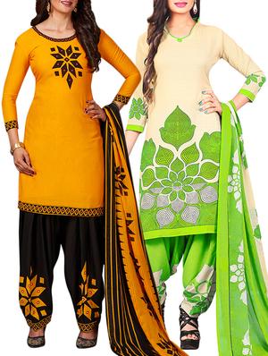 multi colored unstitched combo suit - 15344859 - Standard Image - 1
