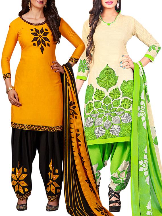 multi colored unstitched combo suit - 15344859 - Zoom Image - 1