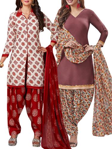 multi colored unstitched combo suit - 15344864 - Very Small Image - 1