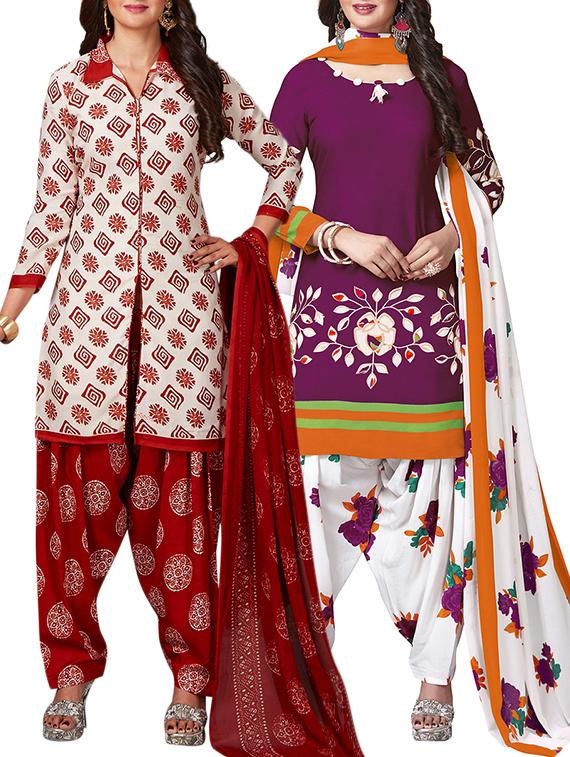 multi colored unstitched combo suit - 15344866 - Zoom Image - 1