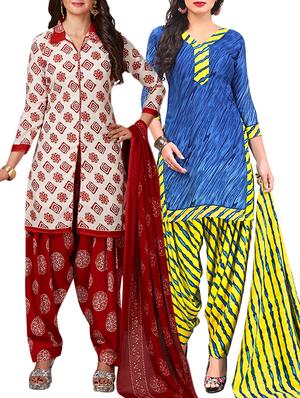 multi colored unstitched combo suit - 15344874 - Standard Image - 1