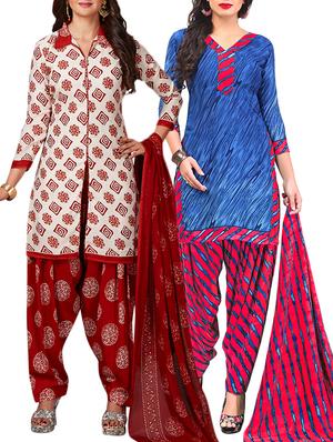 multi colored unstitched combo suit - 15344877 - Standard Image - 1