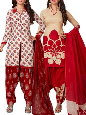 multi colored unstitched combo suit - 15344878 - Standard Image - 1