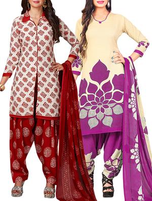 multi colored unstitched combo suit - 15344882 - Standard Image - 1