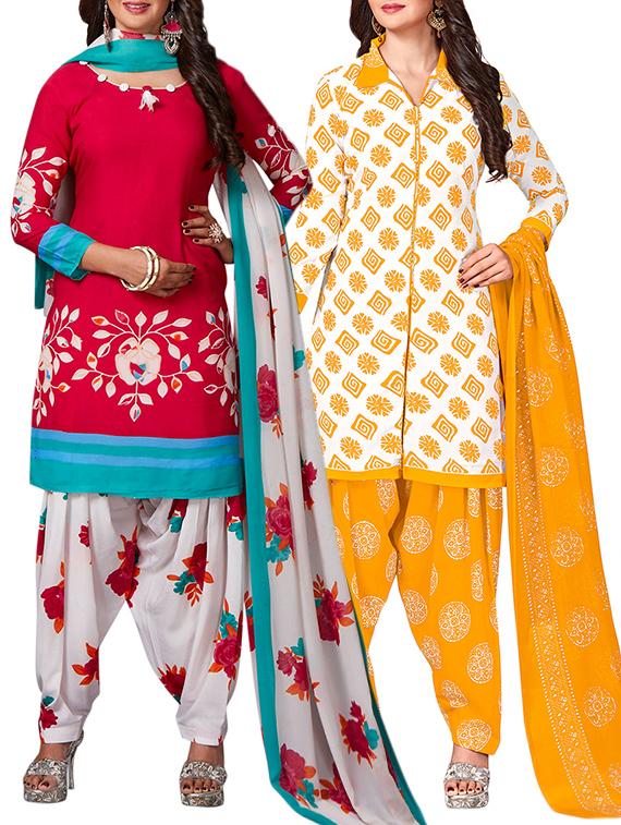 multi colored unstitched combo suit - 15344886 - Zoom Image - 1