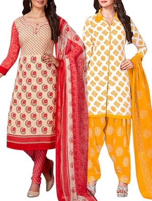 multi colored unstitched combo suit - 15344888 - Standard Image - 1