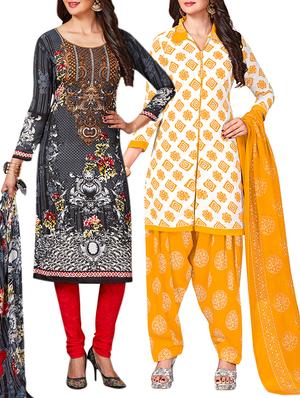 multi colored unstitched combo suit - 15344891 - Standard Image - 1