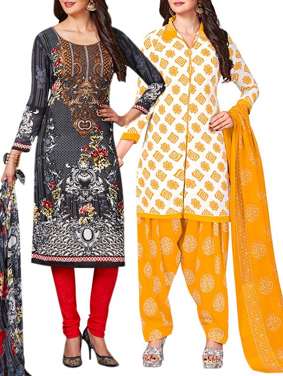multi colored unstitched combo suit - 15344891 - Zoom Image - 1