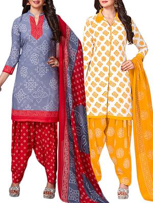 multi colored unstitched combo suit - 15344893 - Standard Image - 1