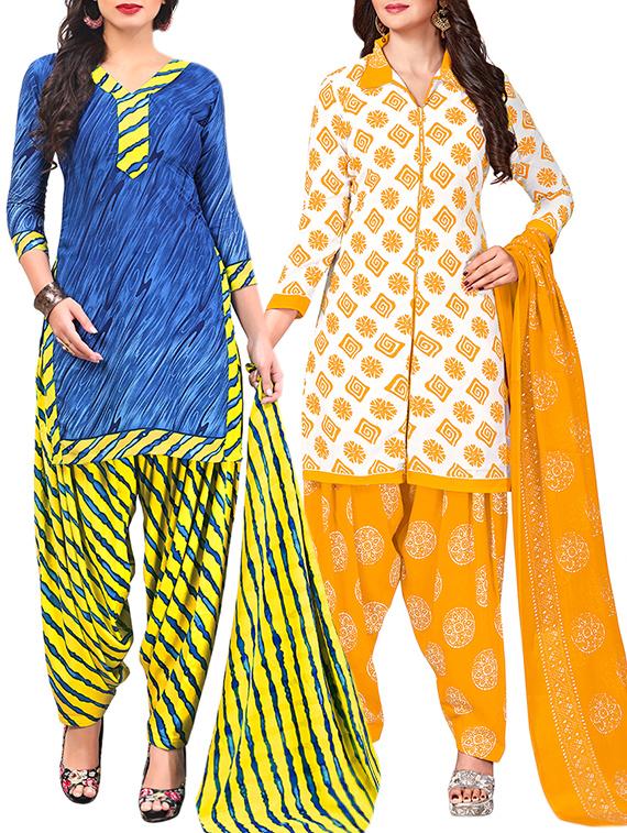 multi colored unstitched combo suit - 15344895 - Zoom Image - 1