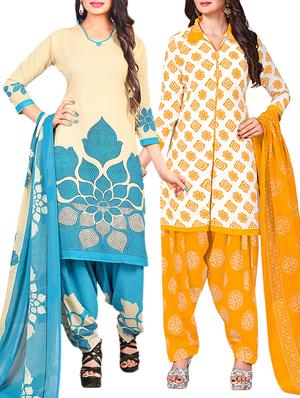 multi colored unstitched combo suit - 15344901 - Standard Image - 1