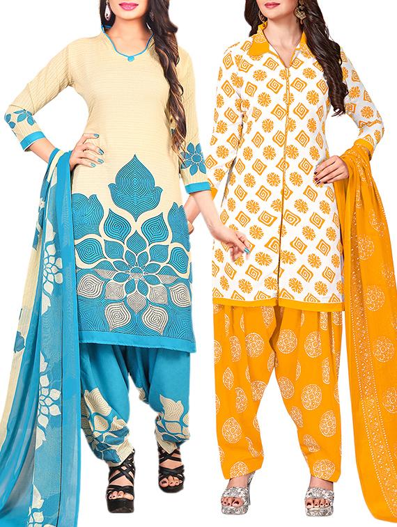 multi colored unstitched combo suit - 15344901 - Zoom Image - 1
