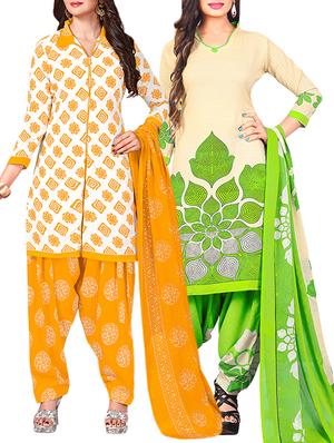 multi colored unstitched combo suit - 15344902 - Standard Image - 1
