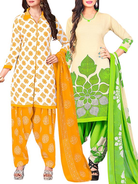 multi colored unstitched combo suit - 15344902 - Zoom Image - 1