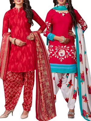 multi colored unstitched combo suit - 15344906 - Standard Image - 1