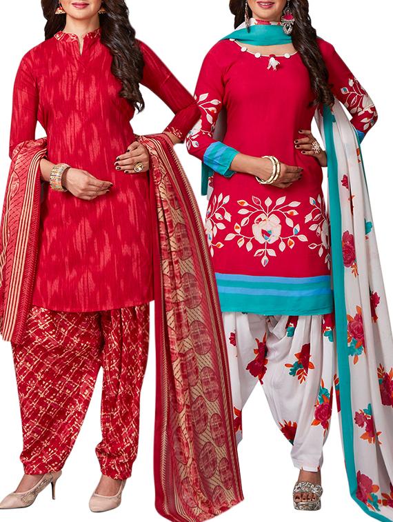 multi colored unstitched combo suit - 15344906 - Zoom Image - 1