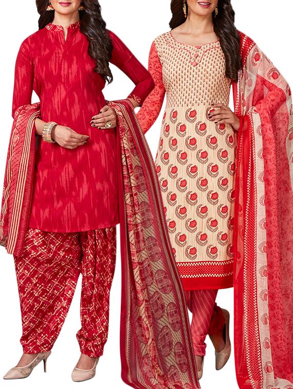 multi colored unstitched combo suit - 15344908 - Zoom Image - 1