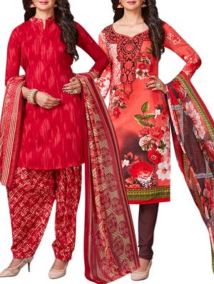 multi colored unstitched combo suit - 15344909 - Standard Image - 1