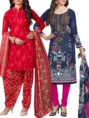 multi colored unstitched combo suit - 15344912 - Standard Image - 1