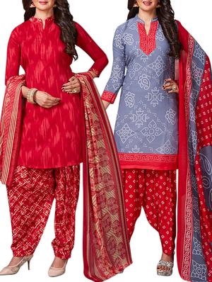 multi colored unstitched combo suit - 15344913 - Standard Image - 1