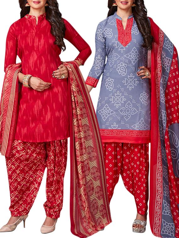 multi colored unstitched combo suit - 15344913 - Zoom Image - 1
