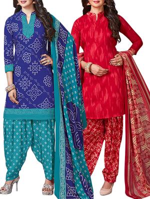 multi colored unstitched combo suit - 15344914 - Standard Image - 1