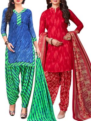 multi colored unstitched combo suit - 15344917 - Standard Image - 1