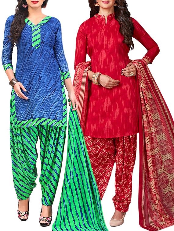 multi colored unstitched combo suit - 15344917 - Zoom Image - 1