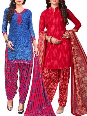multi colored unstitched combo suit - 15344918 - Standard Image - 1