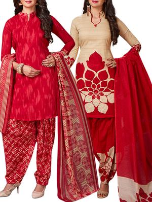 multi colored unstitched combo suit - 15344919 - Standard Image - 1