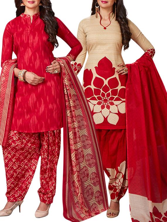 multi colored unstitched combo suit - 15344919 - Zoom Image - 1