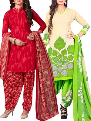 multi colored unstitched combo suit - 15344922 - Standard Image - 1