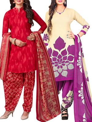 multi colored unstitched combo suit - 15344923 - Standard Image - 1
