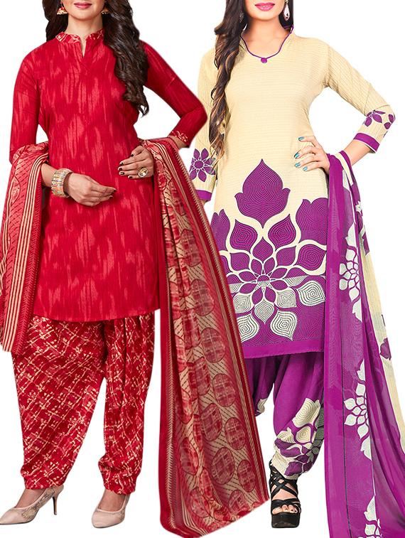 multi colored unstitched combo suit - 15344923 - Zoom Image - 1