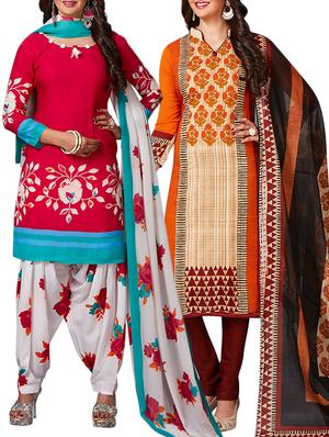 multi colored unstitched combo suit - 15344925 - Standard Image - 1