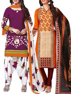 multi colored unstitched combo suit - 15344926 - Standard Image - 1